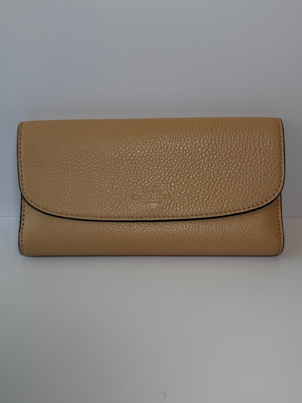 Coach Pebbled Leather Continental Wallet in Tan